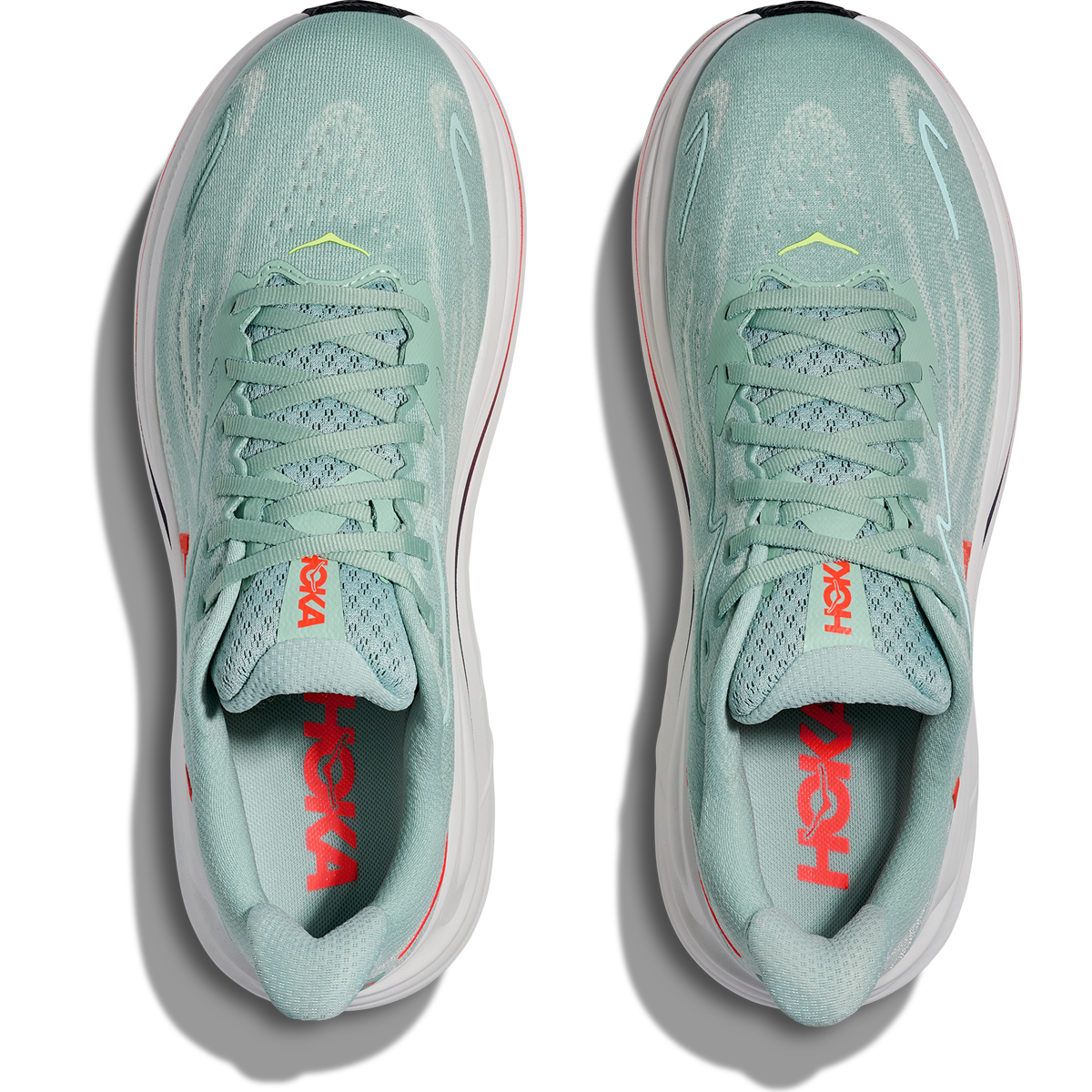 Hoka Clifton 10 Scarpe da corsa da uomo - Verde salvia / Fiamma neon