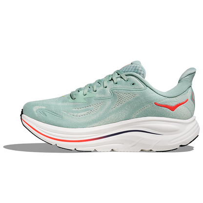 Hoka Clifton 10 Scarpe da corsa da uomo - Verde salvia / Fiamma neon